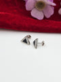 Black Enamel Mens Studs( 92.5 Silver)