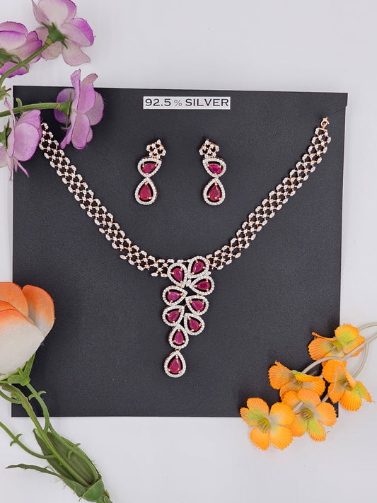 Ruby Style Necklace Set in Rosegold