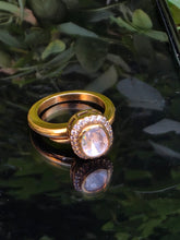 92.5 Silver Moissanite Ring ( adjustable) Gold Coated Polki Design