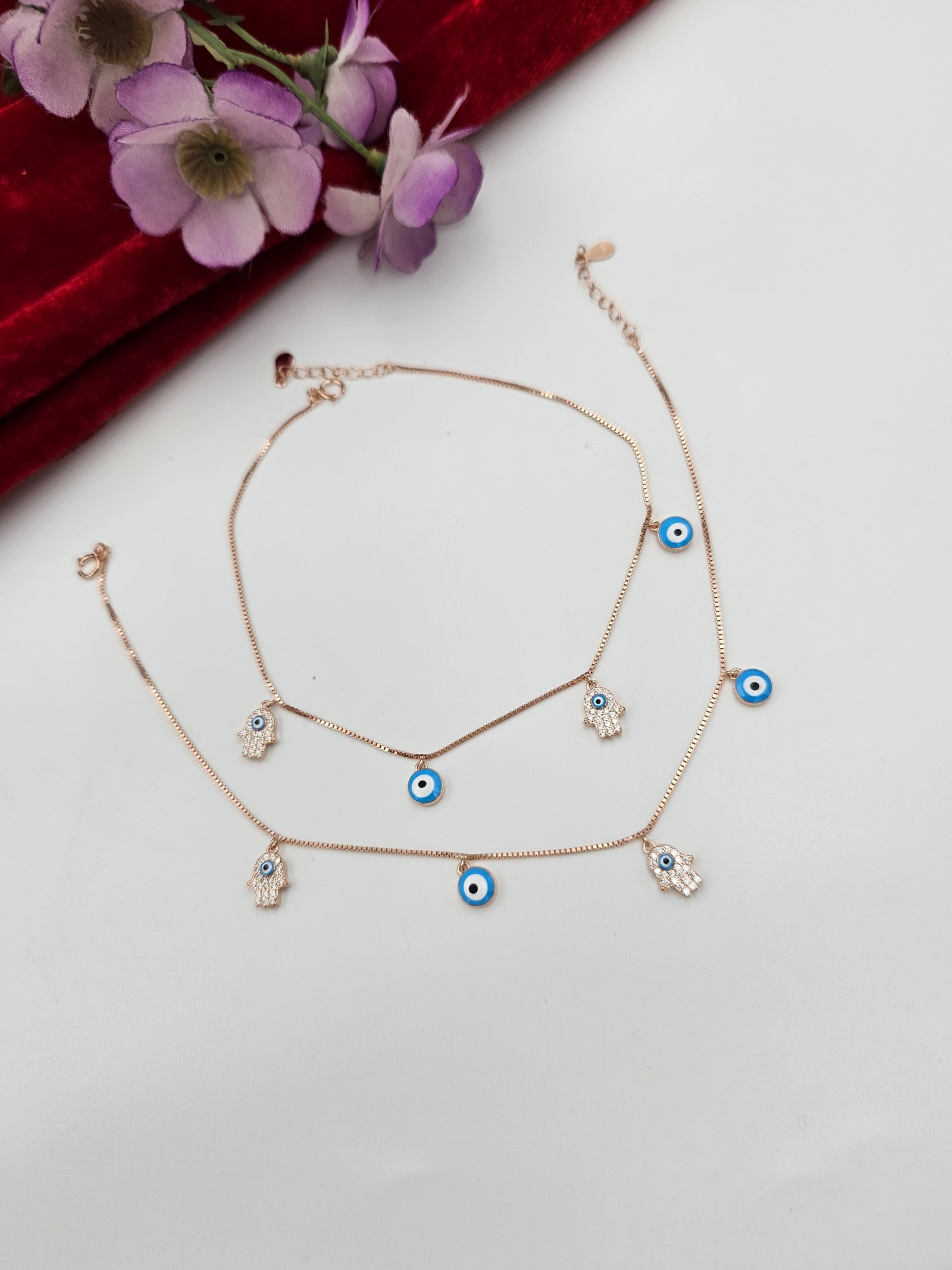 Rosegold Evil eye Anklet