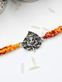 Ganesha with leaf  Silver Rakhi by GinniSilver