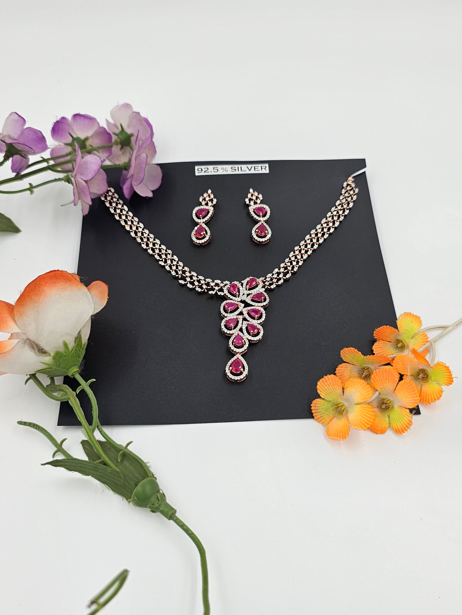 Ruby Style Necklace Set in Rosegold