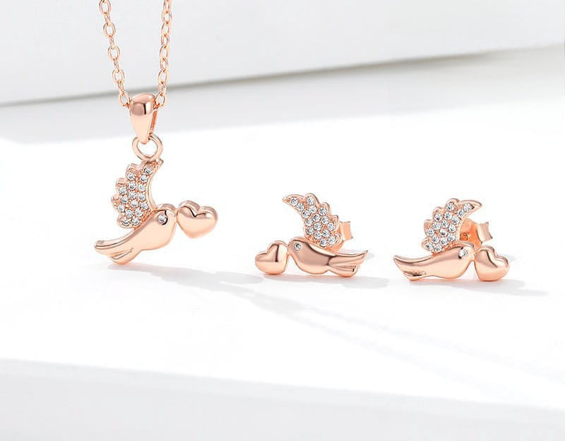 Bird Rose Gold  Pendant Set