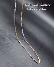 Tricolour Silver Chain - 92.5% Pure Silver, 16 inches