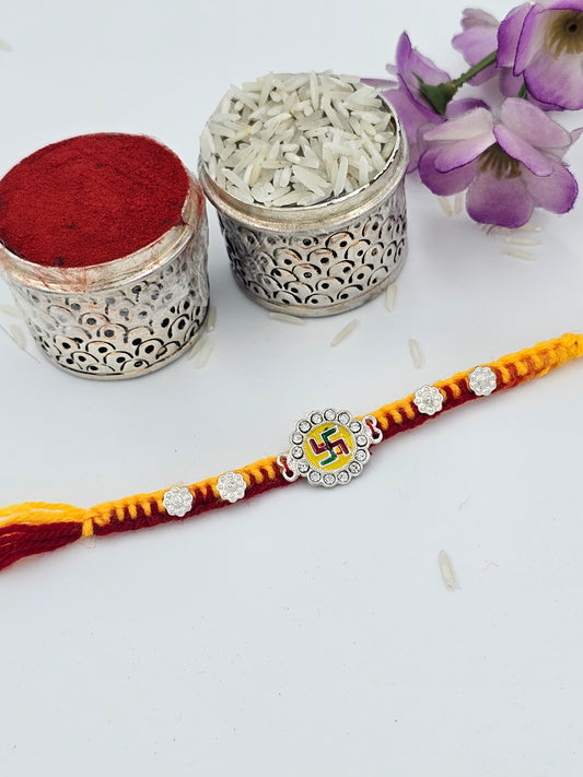 Swastika Silver Rakhi