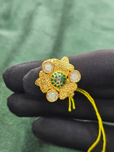 Antique Kundan Silver Ring – 92.5 Pure Silver with 24K Gold Coating ( size - adjustable)