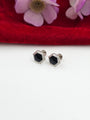 Black Enamel Mens Studs( 92.5 Silver)