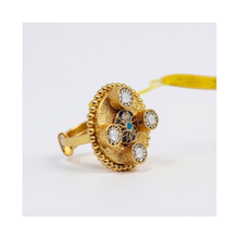 Silver Antique Kundan Ring in Gold Coating ( size - adjustable)