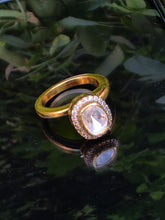 92.5 Silver Moissanite Ring ( adjustable) Gold Coated Polki Design