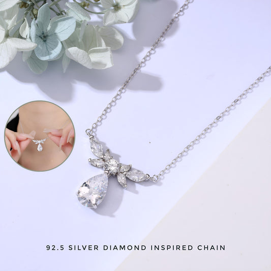 Diamond inspired Necklace (92.5 silver )