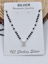 Square Solitaire Silver Mangalsutra