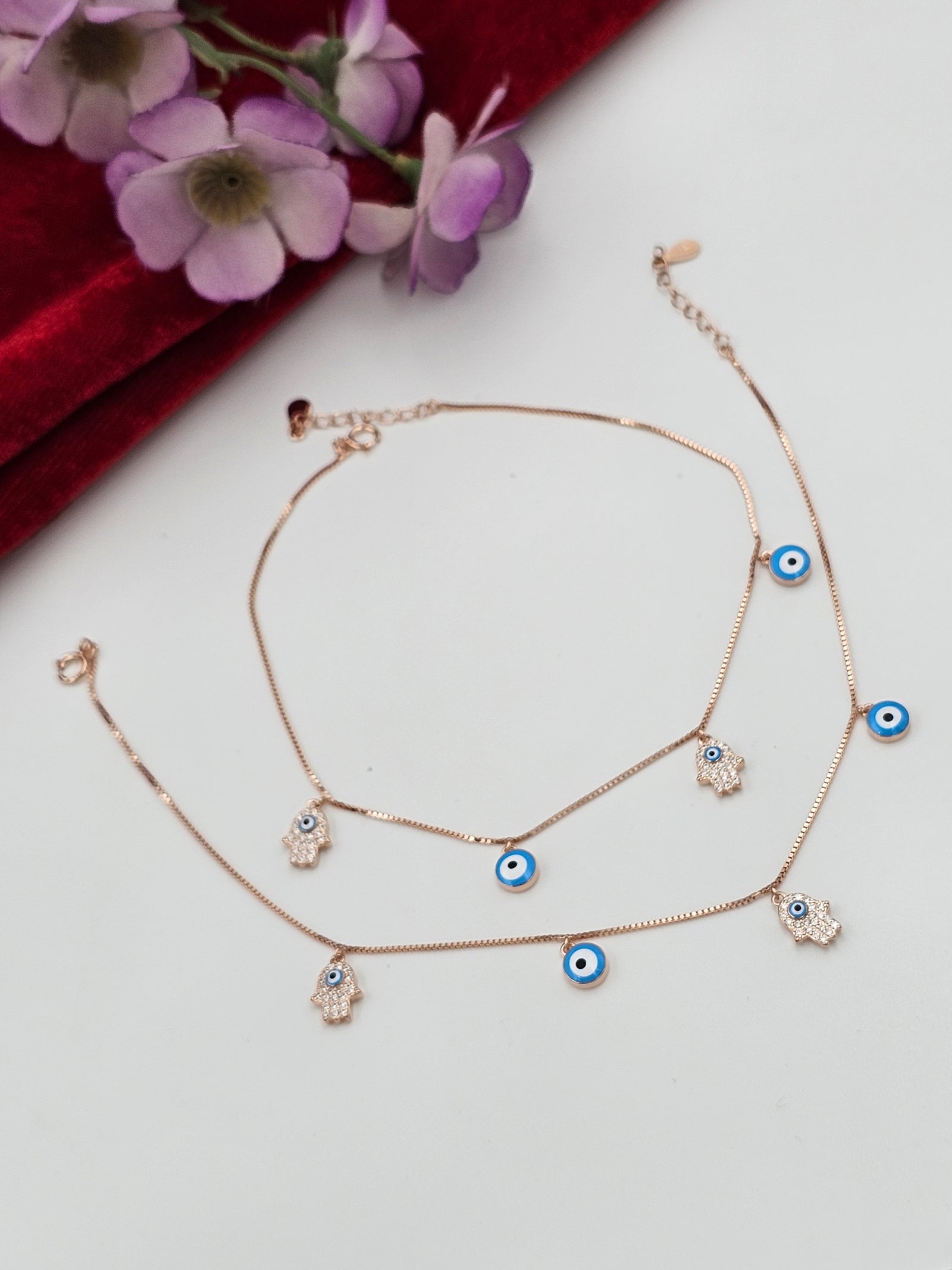 Rosegold Evil eye Anklet