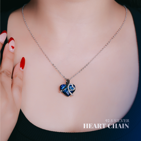 Sapphire style heart shape Chain Pendant